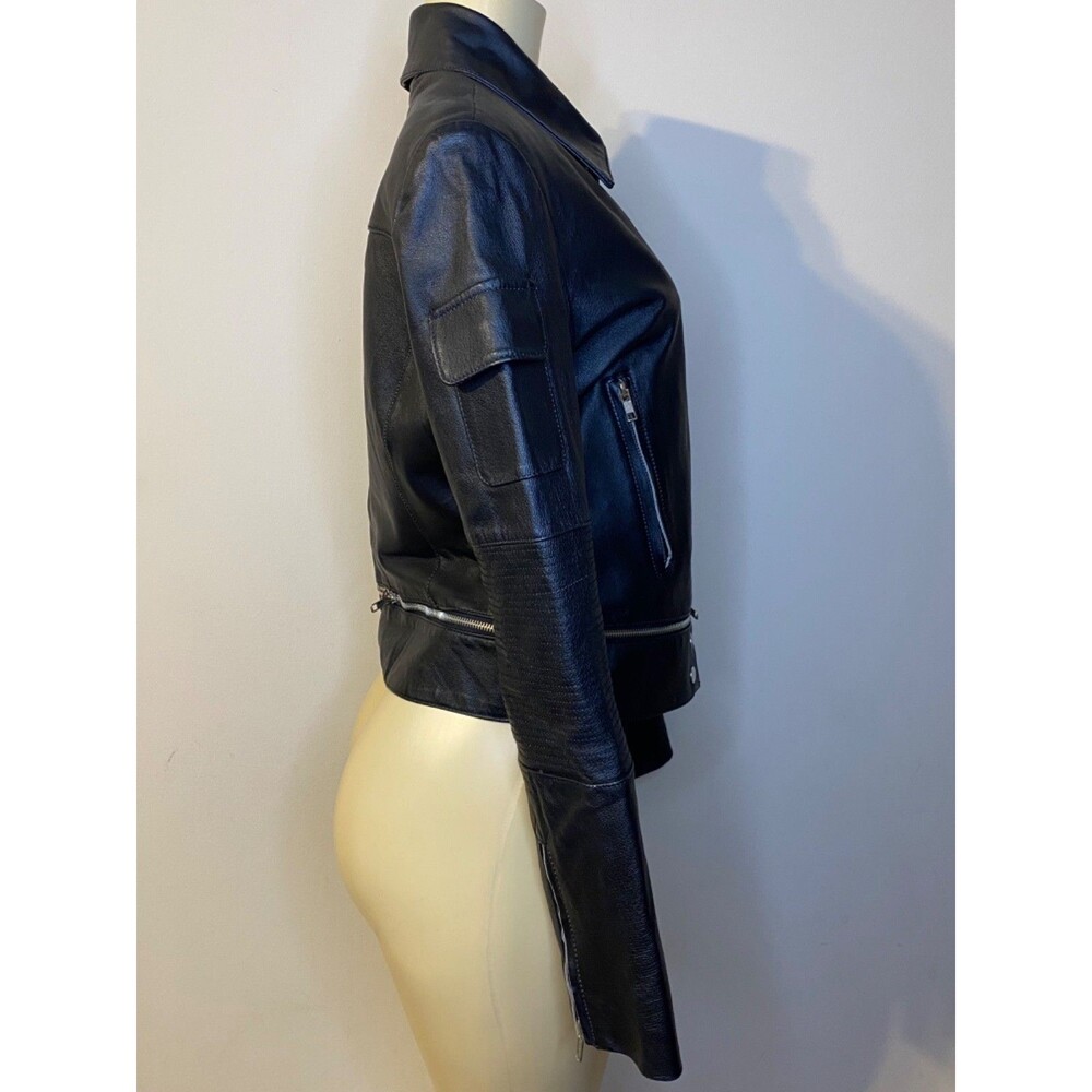 OXYHO Sorento Women's Black Leather Biker Moto Grunge Motorcycle Jacket Size M - Picture 6 of 10